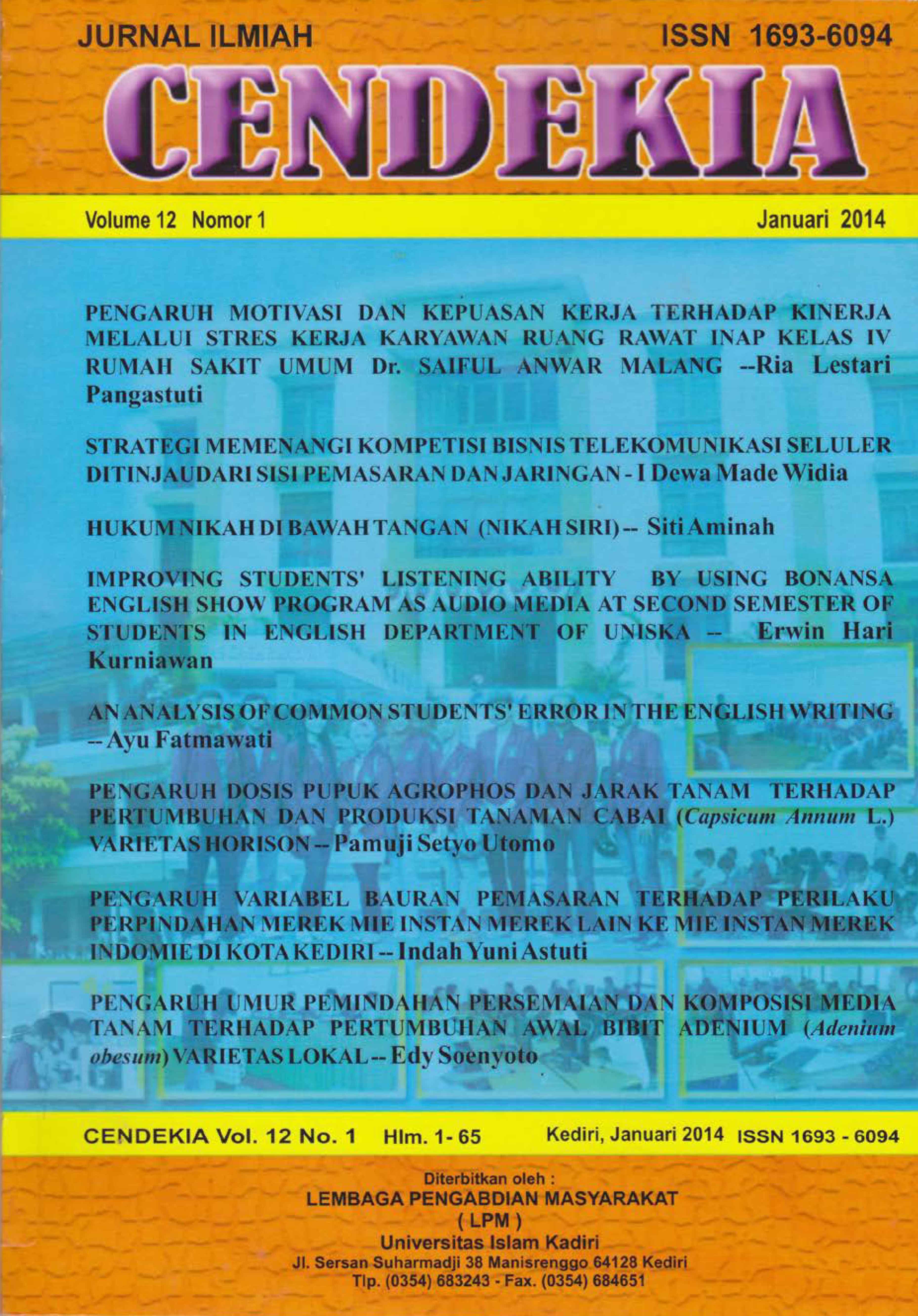 Cendekia Volume 12 No. 1 Januari 2014
