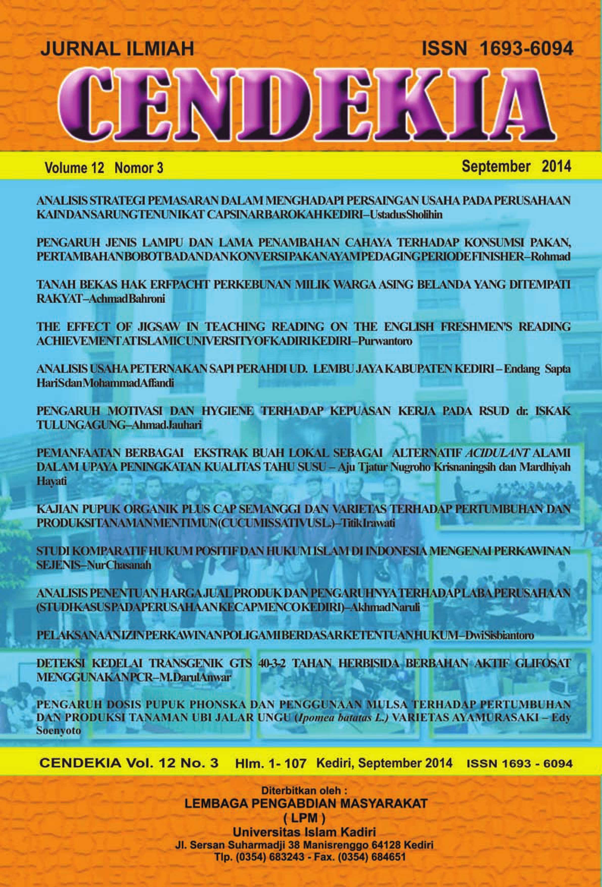 Cendekia Volume 12 No.3 September 2014